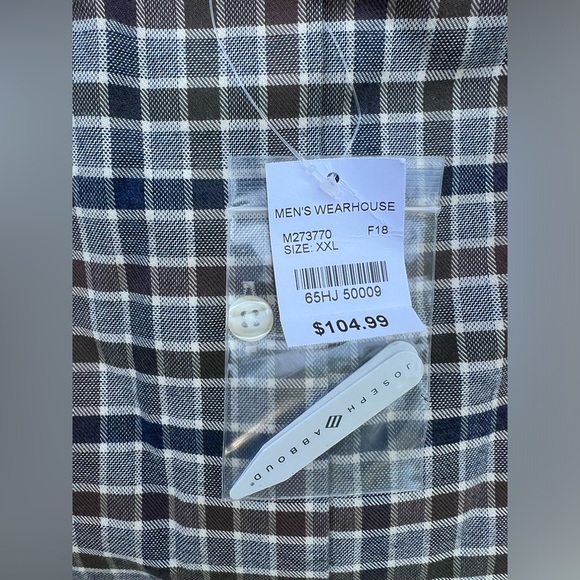 NEW Joseph Abboud Non-Iron Cotton Blue/Brown/Grey Plaid Button Up Shirt Size XXL - Picture 4 of 16